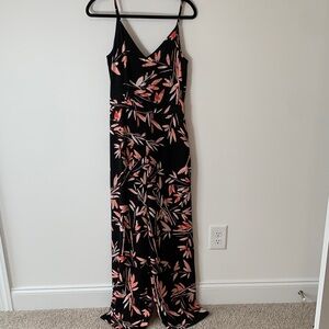 Tahari jumpsuit  with coral peach and black Floral Design NWOT 2